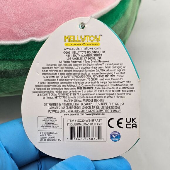 Squishmallows 8" Wanda the WATERMELON Girl Plush Kellytoy TAGS Green/Pink Clean - Picture 5 of 12